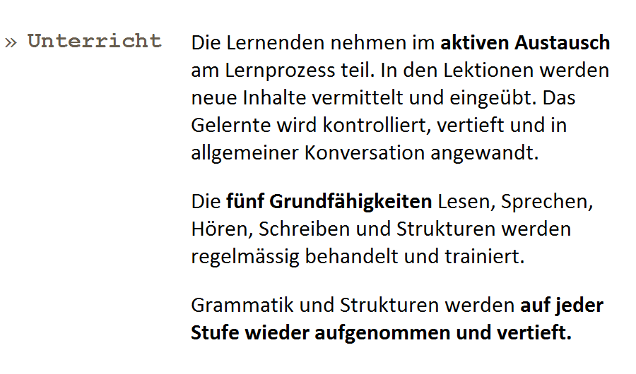 English-Lesson.ch > Unterricht